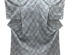 未使用品　花に抽象模様織り出し西陣伝承紬着物アンサンブル